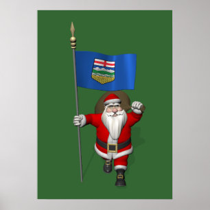 Poster Père Noël Avec Drapeau De L'Alberta CDN