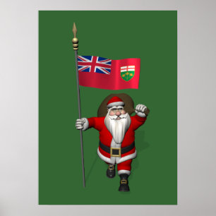 Poster Père Noël Avec Drapeau De L'Ontario CDN