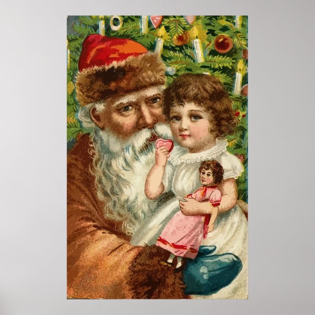 Poster Père Noël avec enfant (Devant)