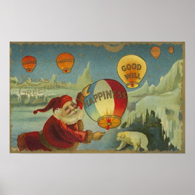 Poster Père Noël Avec Le Balouton Du Bonheur (Devant)