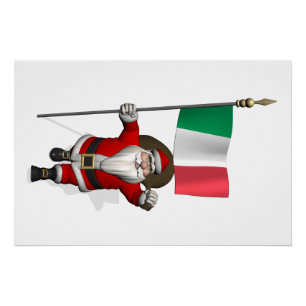 Poster Père Noël avec l'enseigne de l'Italie