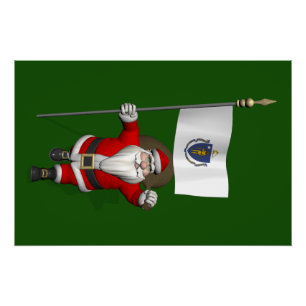 Poster Père Noël avec l'enseigne du Massachusetts