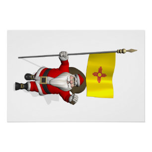 Poster Père Noël avec l'enseigne du Nouveau-Mexique