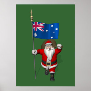 Poster Père Noël Avec L'Ensigne D'Australie