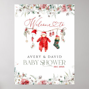 Poster Père Noël Baby Christmas Baby shower Bienvenue
