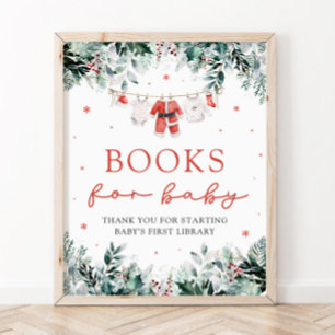 Poster Père Noël Baby Christmas Baby shower Livres pour b