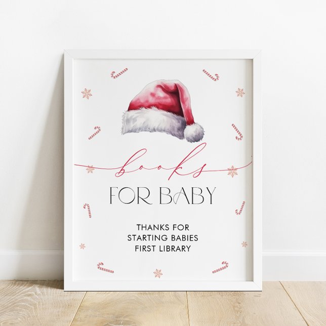 Poster Père Noël Baby Christmas Baby shower Livres pour b (Créateur téléchargé)