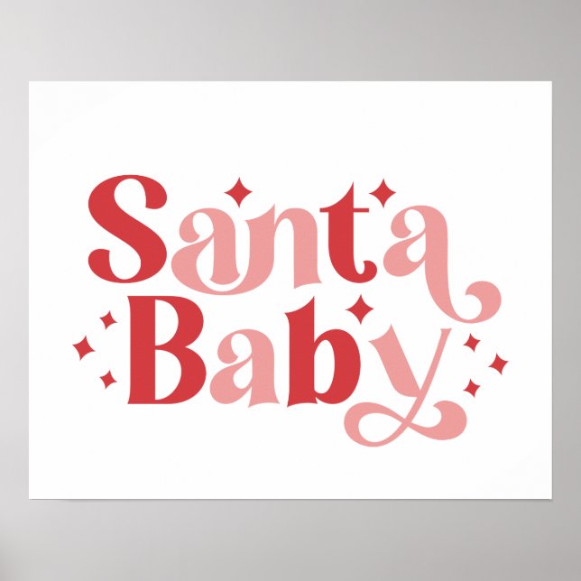 Poster Père Noël Baby - Typographie de Noël rétro (Devant)
