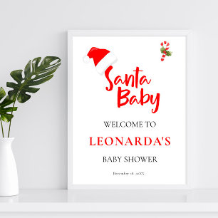 Poster Père Noël Baby Winter Baby shower Bienvenue