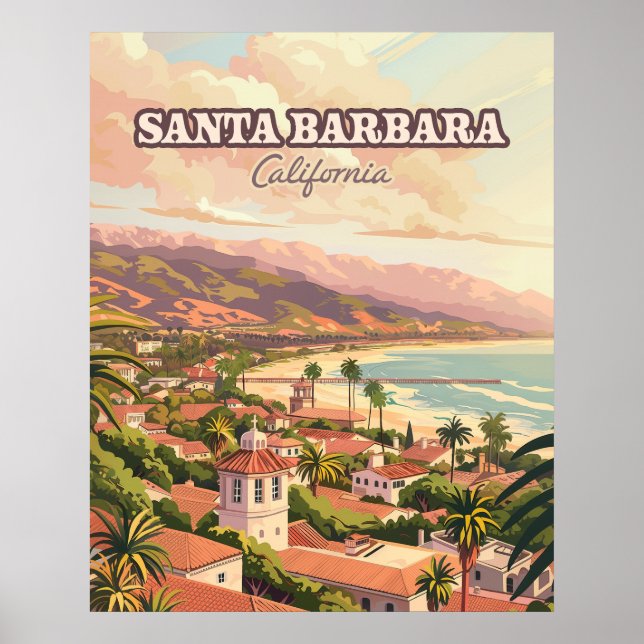 Poster Père Noël Barbara Beach Côte Centrale Californie R (Devant)