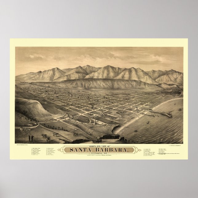 Poster Père Noël Barbara, CA Carte panoramique - 1877 (Devant)