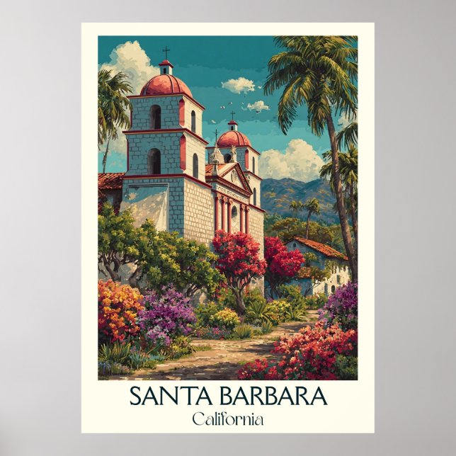 Poster Père Noël Barbara California Art Imprimer | Charme (Devant)