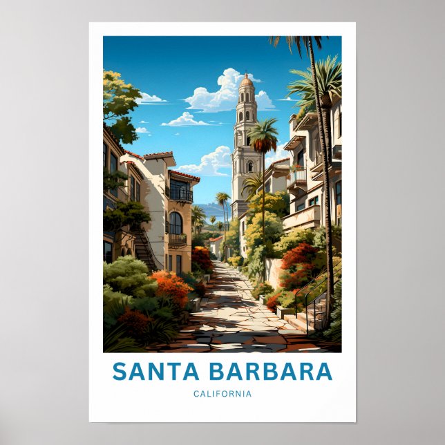 Poster Père Noël Barbara California Travel Print (Devant)
