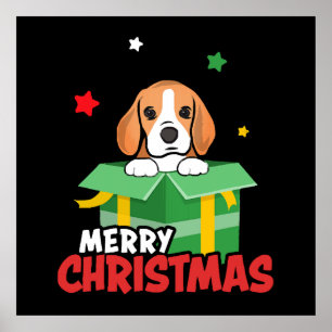 Poster Père Noël Beagle Amoureux de Chien Joyeux Noël Xma