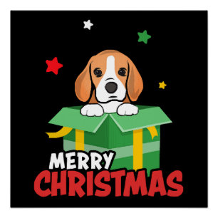 Poster Père Noël Beagle Amoureux de Chien Joyeux Noël Xma