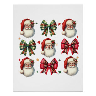 Poster Père Noël cadeau de Noël & Bow