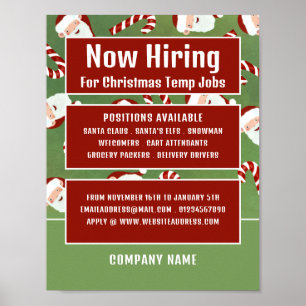 Poster Père Noël Candy, Recrutement Saisonnier Publicité
