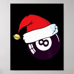 Poster Père Noël Casquette Billard 8 Ll Noël