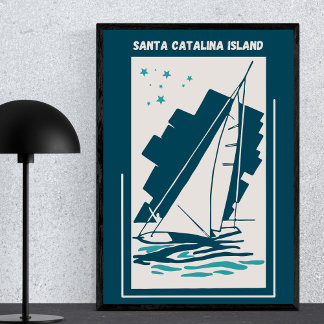 Poster Père Noël Catalina Island California - Voile Vinta