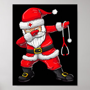 Poster Père Noël Chemise Noël Scrub Top Femmes Drôle Infi