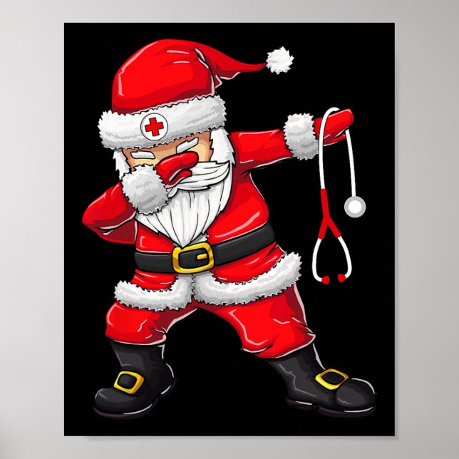Poster Père Noël Chemise Noël Scrub Top Femmes Drôle Infi (Devant)