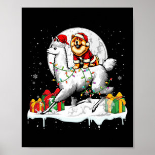 Poster Père Noël Chow Chow Riding Llama Propriétaire de N