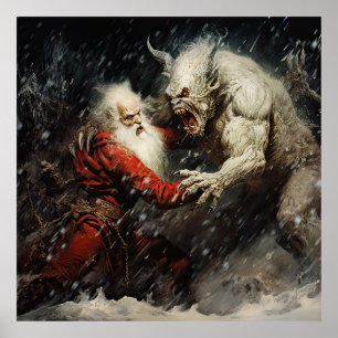 Poster Père Noël contre Krampus