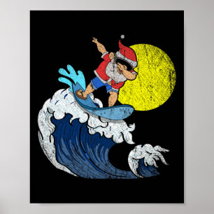 Poster Père Noël cool en dabbing surfant Noël drôle de No