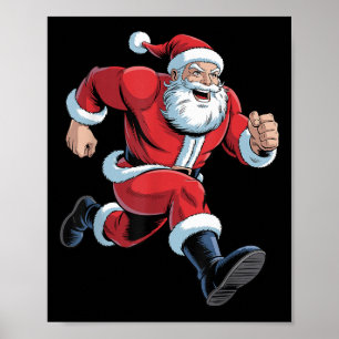 Poster Père Noël courant drôle de Noël Cross Country Xc R