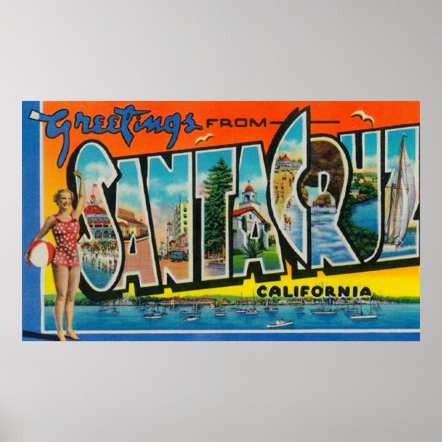 Poster Père Noël Cruz, Californie - Scènes de grandes let (Devant)