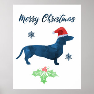 Poster Père Noël Dachshund - Christmas Doxie