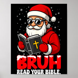 Poster Père Noël de Noël chrétien Frère lis ta Bible Rel