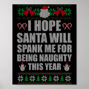 Poster Père Noël de Noël Fessée Méchant Sale Sweat de Noë