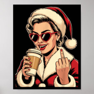 Poster Père Noël de Noël Vintage Chaussettes Simples Cœur