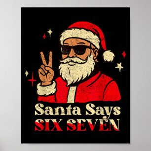 Poster Père Noël drôle dit Six Sept 67 Meme Noël Vacances