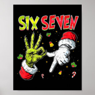 Poster Père Noël drôle dit six sept Noël 67 Meme Xmas