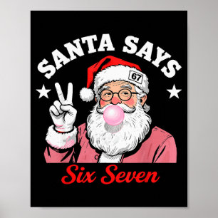 Poster Père Noël drôle dit six sept Noël 67 Meme Xmas 
