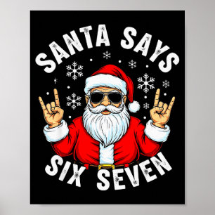 Poster Père Noël drôle dit six sept Noël tendance Xmas