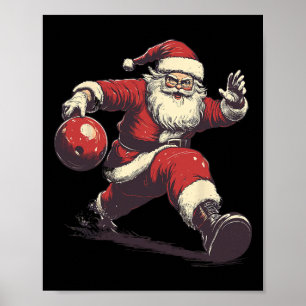 Poster Père Noël drôle Joueur de Bowling Noël Xmas P