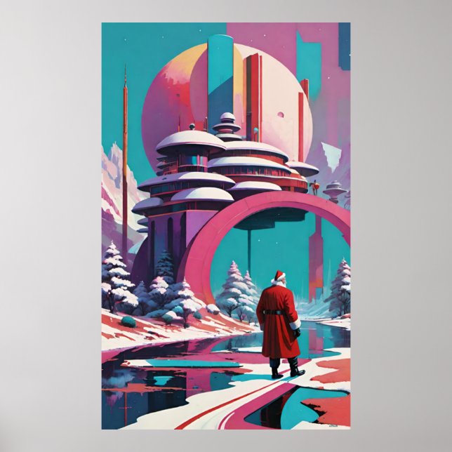 Poster Père Noël du milieu du siècle - Ken Gage Surreal A (Devant)