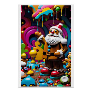 Poster Père Noël en bonbon de Santa-Land