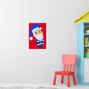 Poster Père Noël en tenue bleue Chibi