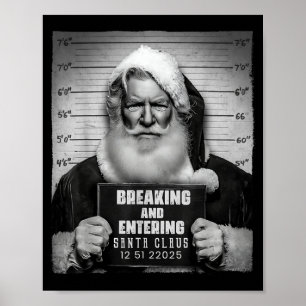 Poster Père Noël entrant par effraction Mugshot Noël drôl