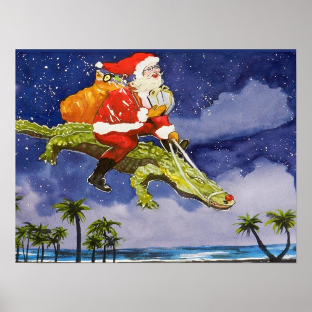 Poster Père Noël et Alligator (Devant)