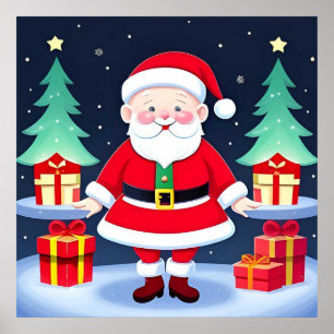 Poster Père Noël et cadeaux