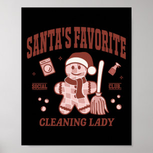 Poster Père Noël Favorite Nettoyage Lady Noël Retro Hou