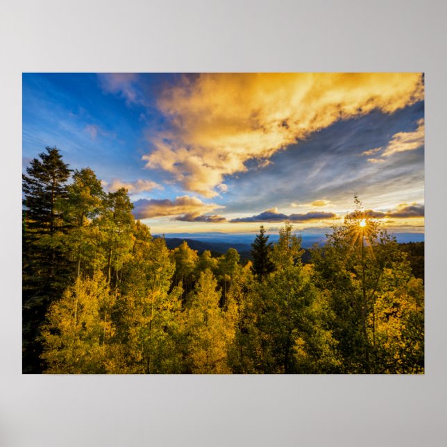 Poster Père Noël Fe Forêt nationale au coucher du soleil  (Devant)