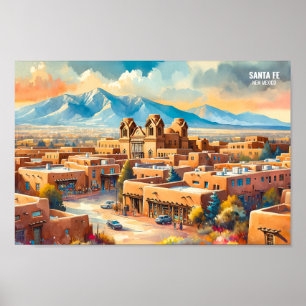 Poster Père Noël Fe Nouveau Mexique USA Travel Places aqu