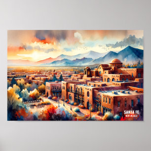 Poster Père Noël Fe Nouveau Mexique USA Travel Places aqu