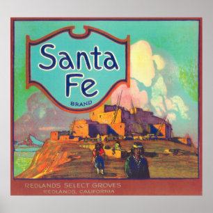 Poster Père Noël Fe Orange LabelRedlands, CA